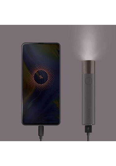Mor Xiaomi Solove El Feneri X3 Usb Tip-c Şarj Edilebilir Elektrikli Torch Parlaklık Edc El Feneri 3000 Mah Güç Bankası Mini Led Torch Mor