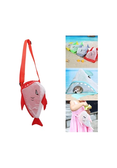 Suntek Yaz Çocukları Mesh Plaj Kabuk Torbası 25x18x15cm Çok Kırmızı