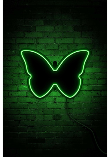 Kelebek Neon Led Duvar Aydınlatması & Dekoru & Gece Lambası Yeşil Yeşil