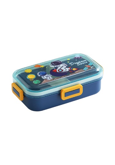 Yeiuyi7 Karikatür Desen İki Bölme Çocuklar İçin Isıtılabilir Öğle Yemeği Kutusu 700ml Mavi