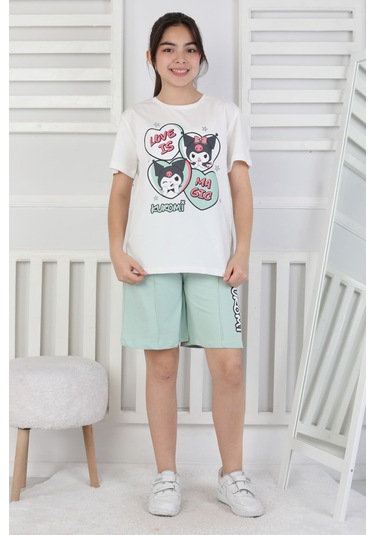 Love Is Kız Çocuk Üst Süprem Alt 2 İp Şort Takım Su Yeşili