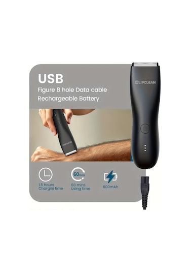 Dashanshop Cdh002jp Black Clıpclean Erkek Dual Baslikli Kasik Ve Vucut Trimmeri Skinsafe Teknolojili Islak Kuru Usb Sarjli Led Aydinlatmali Hassas Bolgeler Icin