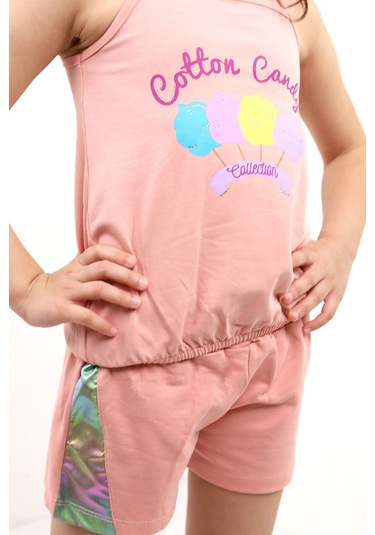 Toontoy Kids Toontoy Kız Bebek Baskılı Şortlu Takım Koyu Pudra