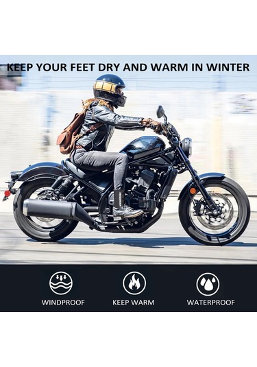Symbee Motosiklet Sürüşü İçin Siyah Su Geçirmez, Rüzgar Dayanıklı Ayak Koruması - Unisex, 2 Adet