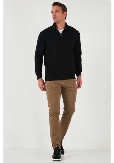 Buratti Pamuklu Regular Fit Yarım Fermuarlı Dik Yaka Erkek Sweat 5905716 Siyah