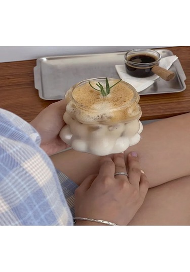 Neevoyu Cam Bardak, 350 Ml, Şarap Üzümü Deseni, Pyrex, Şeffaf, 1 Adet Şeffaf