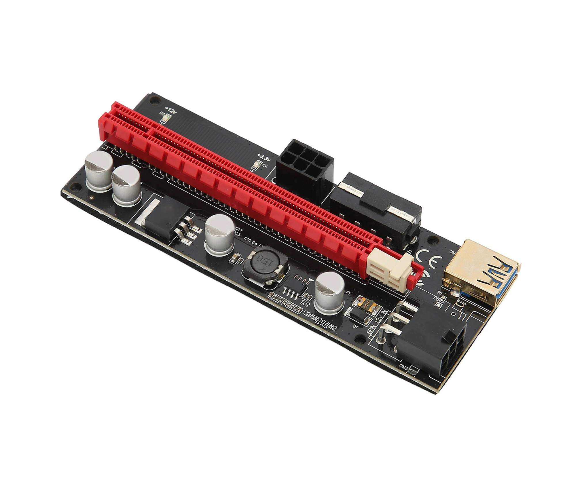 Xiyyadms Pcıe Riser 1x-16x Grafik Kart Genişletici, Usb3.0 Kablolu, 4+6pin Güç Arayüzü, Sabit Kanca Tasarımı, Anakart Yükünü Azaltır, Madencilik Uyumlu Ver009s