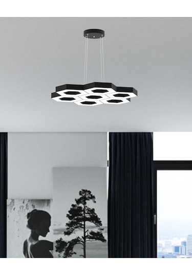 Miele Siyah Kasa, Beyaz Işık Modern Sarkıt Led Avize Siyah