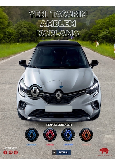 Renault Captur 2019-2024 Yeni Tasarım Amblem Kaplama Sticker