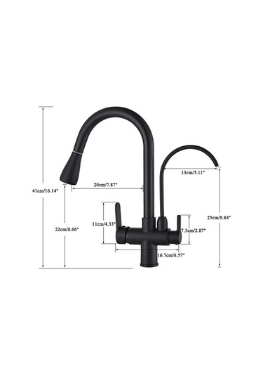 Profaucet Fleko Siyah Arıtmalı Spiralli Evye Mutfak Bataryası