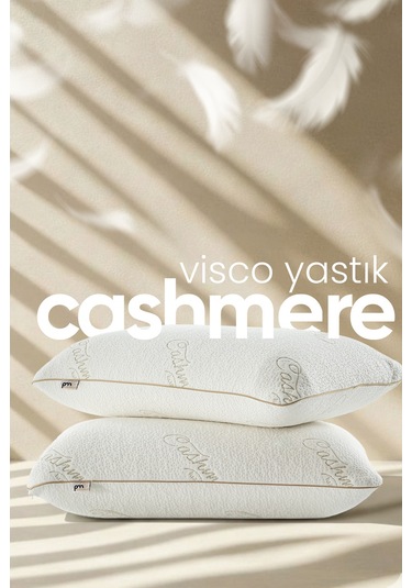 Özel Visko Kaşmir Uyku Yastığı - Ortopedik Visco Tombul Yastık - Ultra Lüx Cashmere Kumaş Beyaz