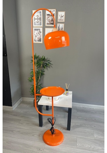 Turuncu Lambader Hareketli Başlık Sehpalı Modern Dekoratif Metal Oturma Odası Çalışma Odası Zemin Turuncu