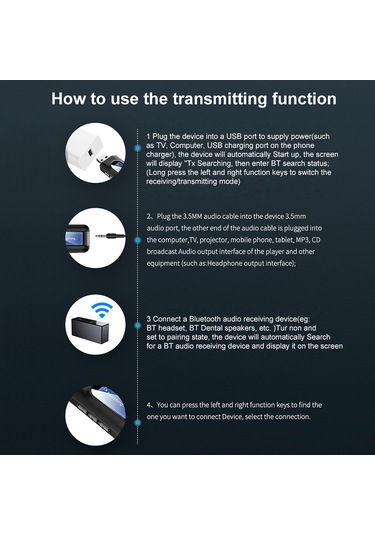 Lemestar Ekranlı Usb Bluetooth 5.0 Verici Alıcı Tv Bilgisayar Ses Adaptörü - T11 Modeli