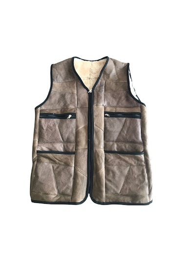 Patchwork Kürk-Süet Gerçek Deri Erkek Yelek