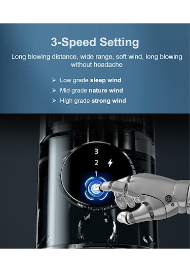 Jialan Yatak Odası Için 10'' Kule Vantilatör, 3 Hızlı Kanatsız