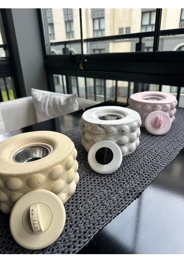 Gri Masaüstü Bioetanol Şömine Beton Gövdeli Söndürücü Kapaklı