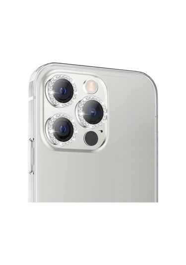 Buff Iphone Uyumlu 14 Pro / 14 Pro Max Uyumlu Diamond Lens Koruyucu Gümüş