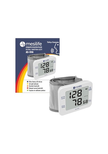 Mesilife AS-55G Tam Otomatik Bilekten Ölçer Türkçe Konuşan Tansiyon Aleti