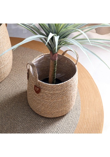 Suntek Dokuma Bitki Sepeti Çamaşır Torbası Dekorasyon M