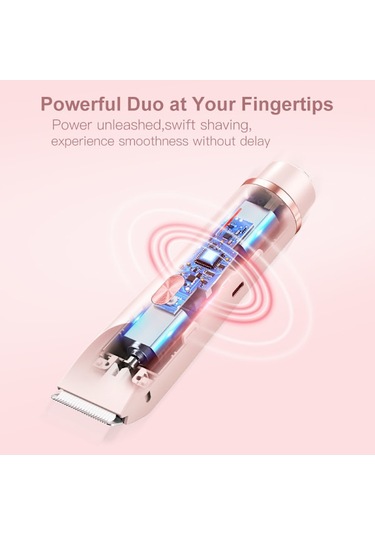 Paris Kadınlar İçin 2'si 1 Arada Elektrikli Tıraş Makinesi, Su Geçirmez, Bikini Bölgesi Düzeltici, Çift Başlık, Tip-c Mor