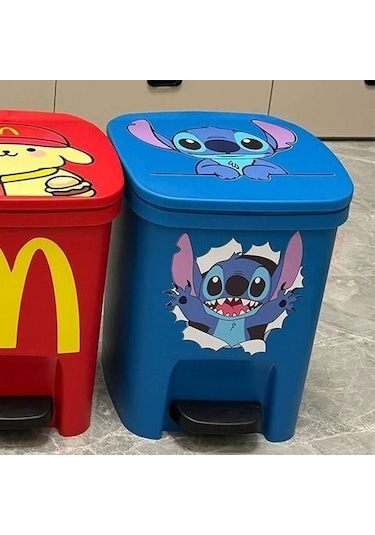 Snapbuy Sevimli, Kalın Malzemeli, Pedallı 11 Lt Çöp Kovası Dikişli Etiketli Çok Renkli