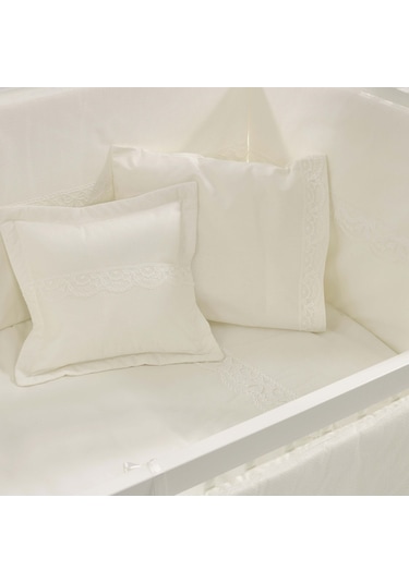 Meltem Kids Mondo İncili Krem Pamuklu Bebek Uyku Seti 60 x 120 CM Krem