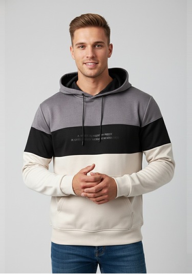 Deepsea Erkek Gri Dar Kesim Süet Kumaş Sweatshirt Kapüşonlu & Şık Tasarım Sweatshirt 2608510 Gri