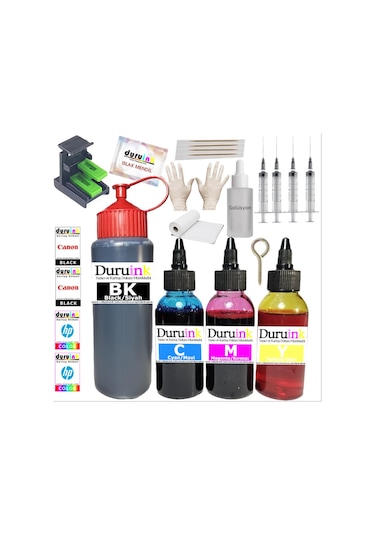 Duruınk Hp Deskjet 4200 4278 653 Kartuş Dolum Seti 500ml Siyah+3x100ml