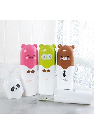 Sones Açık Hava Seyahat Kamp Havlu Diş Fırçası Diş Macunu Çoklu Kapak Saklama Kutusu Pembe Domuz Diğer