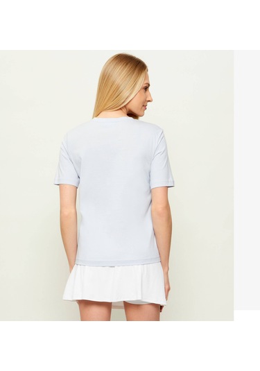 Lacoste V Yaka Organik Pamuk Bayan T-shirt Açık Mavi