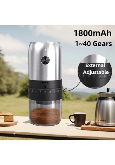 Myinkai Taşınabilir Kahve Değirmeni Elektrikli Usb Şarj Gümüş - Siyah