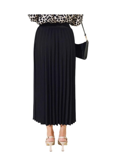 Kadın Krep Piliseli Lastikli Etek Bgl-st04349 Siyah