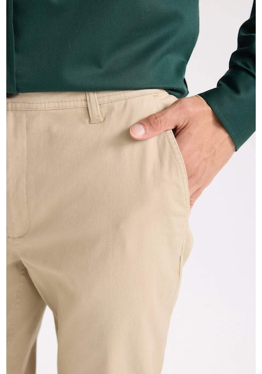 DeFacto Regular Fit Normal Kesim Yazlık Düz Paça Chino Kanvas Pantolon D7349AX25SPBG193