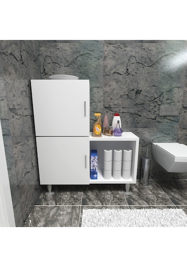 Moonlife 2 Kapaklı L Çok Amaçlı Banyo Dolabı Beyaz
