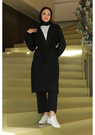 Ay Parça Detaylı Takım Siyah Siyah