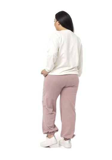 Büyük Beden İki İplik Pudra Eşofman Takımı-pudra Pudra