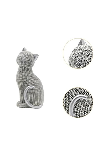 Pazly Yaratıcı Suntek Masaüstü Koleksiyon Kedi Heykeli Gümüş Vv