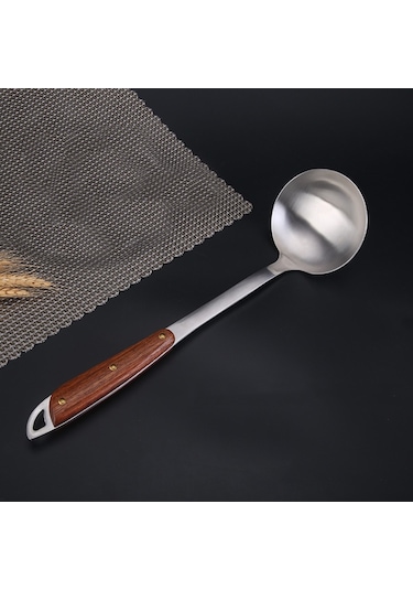 Sones 304 Paslanmaz Çelik Ahşap Saplı Mutfak Eşyaları Ev Mutfak Ekipmanları, Stil: Çorba Kaşığı