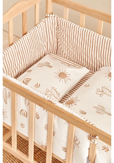 Soley Boho Bebek Yatak Koruyucusu 35x210 Bej