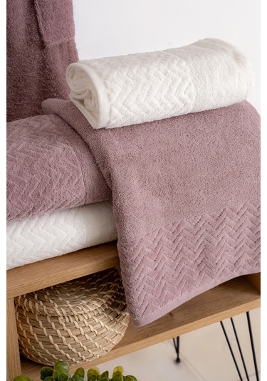 Oznhome Krem-pudra Çift Kişilik 6 Parça Bornoz Seti Krem - Pudra