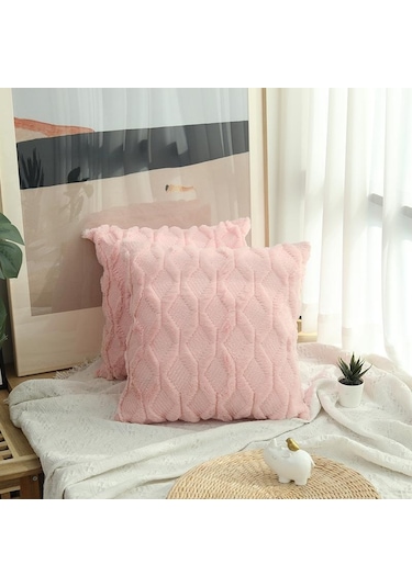 Katı Kanepe Bel Yastık Örtüsü Yastık 40x40/45x45/50x50 Ev İçin Dekoratif Kırlent Kılıfı Pembe