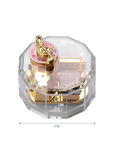 Novahub Altın Kaplama 12 Köşeli Akrilik Müzik Kutusu - Saat Yönünün Tersine Dönen Mekanizma İle Özel Melodi Çalar Şeffaf Şeffaf