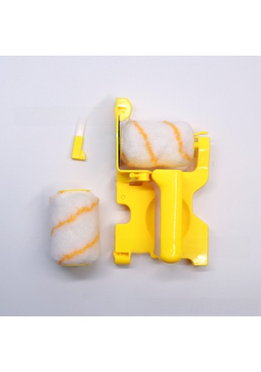 Fosenze Sınırlı Köşe Boya Aleti - İnce Tüylü Multifonksiyonlu Fırça Seti 1 Fırça + 2 Rulo + 2 Tüyle Sarı Kısa Saplı Opp Paket