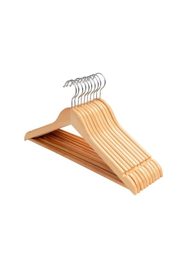 Novahub Doğal Elbise Askısı, Masif Ahşap Elbise Askısı, Kaymaz Elbise Askısı Ahşap Elbise Desteği, Elbise Kurutma Rafı 10 Paket Doğal Doğal