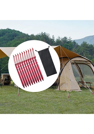 Dolıty 10 Adet Çadır Kazıkları Bahçecilik Açık Kırmızı Kırmızı