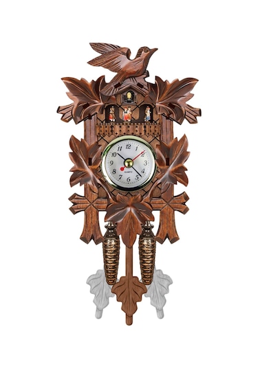 Xindoker Orta Boy Ahşap Kukulka Duvar Saati - Klasik Avrupa Stili - Otomatik Sesli - Salon Dekoru - 303 Model 3 Çok Renki