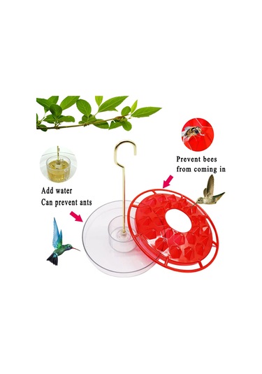 Dofolink 2 Adet Kırmızı Kolibri Besleyici - Kolay İzleme, Kolay Doldurma Ve Temizleme Özellikli Yemleme Aleti