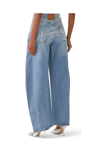 T By Alexander Wang Yüksek Moda Oversized Yuvarlak Jean Pantolon Light Blue