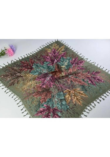 Beyce Cotton Sökme Boncuklu Desenli Tülbent 06439 Yeşil