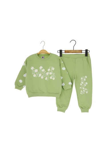 Daısıes Papatya Baskılı İki İplik Alt Üst Çağla Yeşili